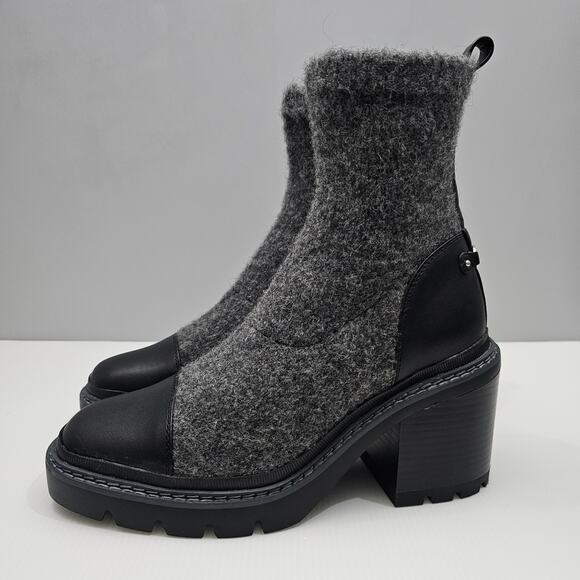 NEW Sam Edelman Rozanna Ankle Boot Women 9 Charcoal Gray Sweater Knit Block Heel - Picture 14 of 14